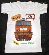 เสื้อยืดคอวีพร้อมสกรีนลายแหล่งท่องเที่ยว ลายประจวบคิรีขันธ์
